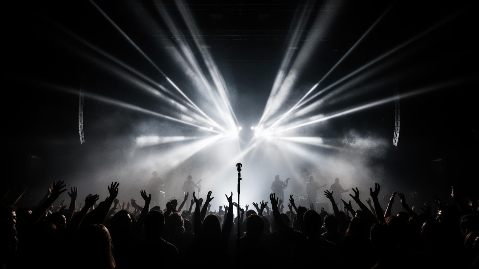 Concert stage with lights and crowd
